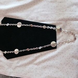 Brighton Modern Love Round Disc Long Silver Chain Necklace